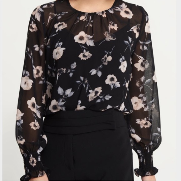 DYNAMITE - Sheer Floral Blouse - L - Picture 1 of 4